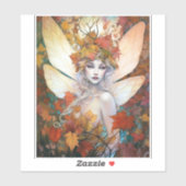 Autumn Woodland Fairy Fantasy Art Sticker (Vel)
