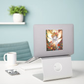 Autumn Woodland Fairy Fantasy Art Sticker (Laptop op bureau)