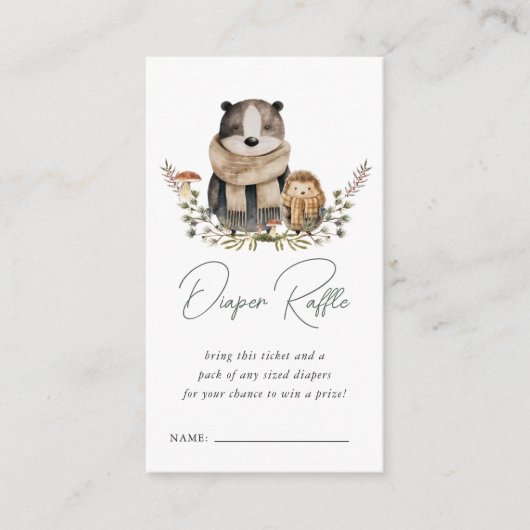 Autumn Woodland Forest Baby shower Luier Raffle Informatiekaartje (Voorkant)