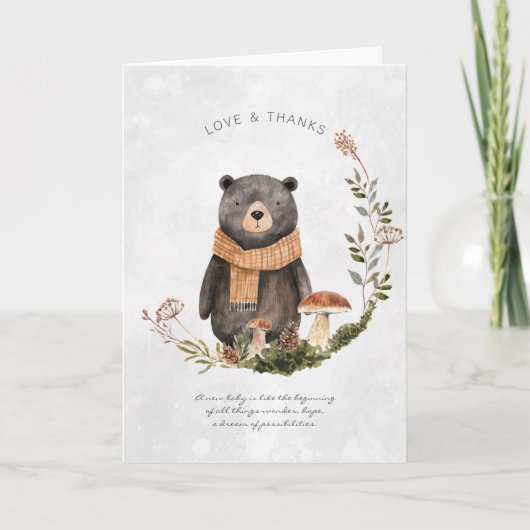 Autumn Woodland Forest Beer | BABY SHOWER Bedankkaart (Voorkant)
