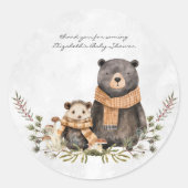 Autumn Woodland Forest Beer Baby shower Ronde Sticker (Voorkant)