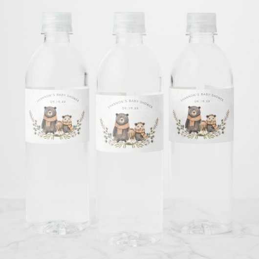 Autumn Woodland Forest Beer Baby shower Waterfles Etiket (Flessen)