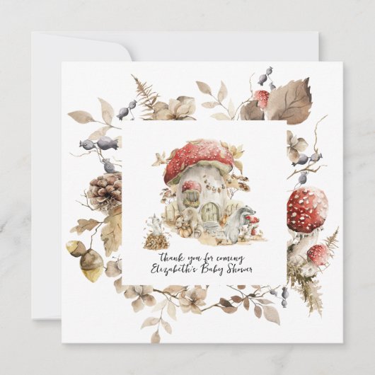 Autumn Woodland Forest Mushroom Baby shower Kaart (Voorkant)