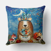 Autumn Woodland Friends Beer Forest Illustration Kussen (Achterkant)