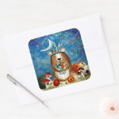 Autumn Woodland Friends Beer Forest Illustration Vierkante Sticker (Envelop)