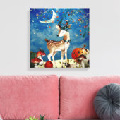 Autumn Woodland Friends Deer Forest Illustration Canvas Afdruk (Insitu (Woonkamer))