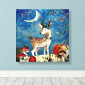 Autumn Woodland Friends Deer Forest Illustration Canvas Afdruk (Insitu (Houten vloer))