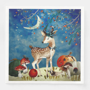 Autumn Woodland Friends Deer Forest Illustration Servetten