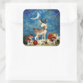 Autumn Woodland Friends Deer Forest Illustration Vierkante Sticker (Tas)