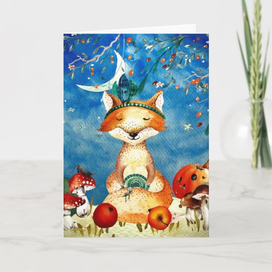 Autumn Woodland Friends Fox Forest Illustration Kaart (Voorkant)