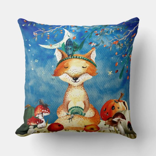Autumn Woodland Friends Fox Forest Illustration Kussen (Voorkant)