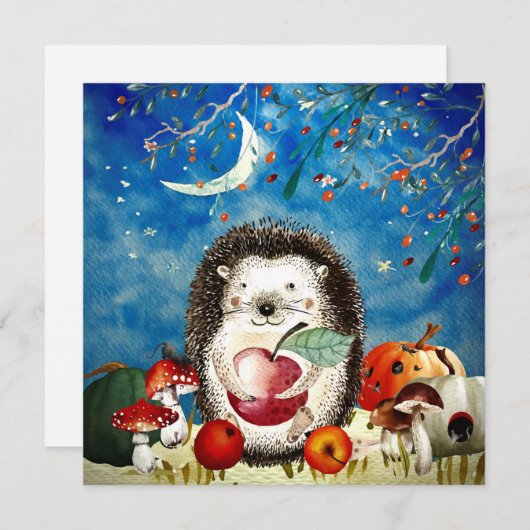 Autumn Woodland Friends Hedegel Forest Drawing (Voorkant / Achterkant)