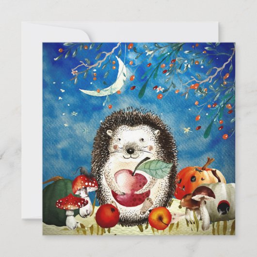 Autumn Woodland Friends Hedegel Forest Drawing (Voorkant)