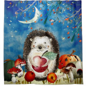 Autumn Woodland Friends Hedegel Forest Drawing Douchegordijn (Voorkant)