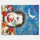 Autumn Woodland Friends Hedegel Forest Drawing Fleece Deken (Voorkant (Horizontaal))