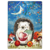 Autumn Woodland Friends Hedegel Forest Drawing Klembord (Achterkant)