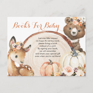 Autumn Woodland Girl Baby shower Books for Baby Uitnodiging Briefkaart