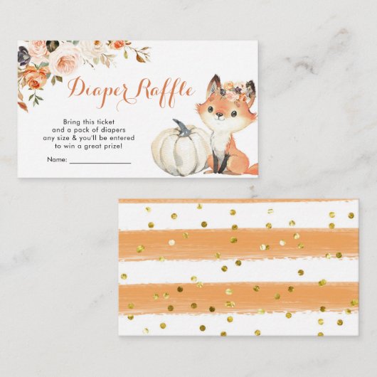 Autumn Woodland Girl Baby shower Diaper Raffle Informatiekaartje (Voorkant / Achterkant)
