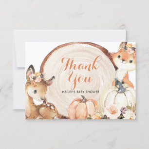 Autumn Woodland Girl Baby shower Hartelijk dank Bedankkaart