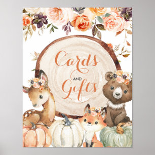 Autumn Woodland Girl Baby shower Kaarten & Gifts Poster
