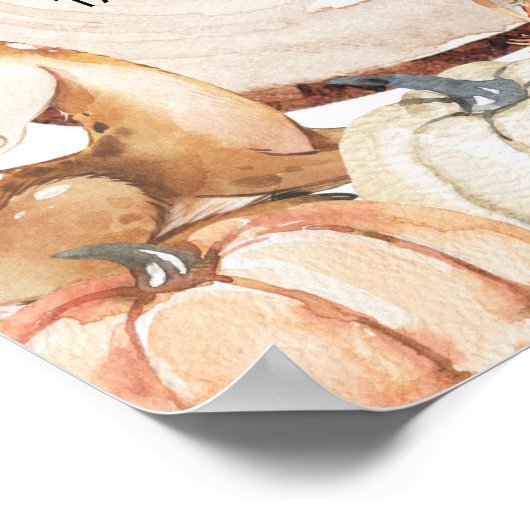 Autumn Woodland Girl Baby shower Party Favors Sign Poster (Hoek)