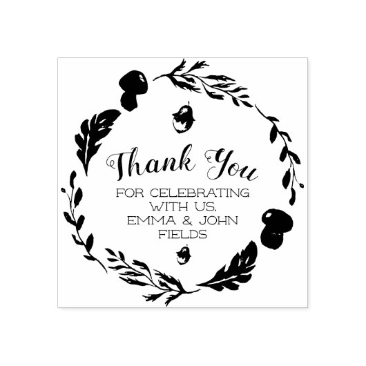 Autumn Woodland krans dank u Rubberstempel (Afrduk)