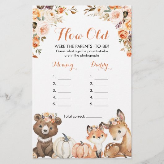 Autumn Woodland Oh Baby hoe oud de ouders waren (Voorkant)