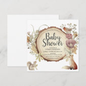 Autumn Woodland Rustic Wood Slice Baby shower Kaart (Voorkant / Achterkant)