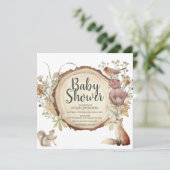 Autumn Woodland Rustic Wood Slice Baby shower Kaart (Staand voorkant)