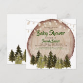 Autumn Woodland Rustic Wood Slice Baby shower Kaart (Voorkant / Achterkant)
