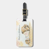 Autumn woodland waterverf egel bagagelabel (Voorkant verticaal)