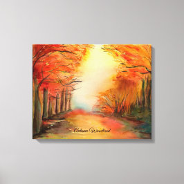 Autumn Woodland Waterverf Schilderen Canvas Afdruk
