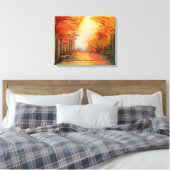 Autumn Woodland Waterverf Schilderen Canvas Afdruk (Insitu (Slaapkamer))