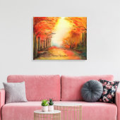 Autumn Woodland Waterverf Schilderen Canvas Afdruk (Insitu (Woonkamer))