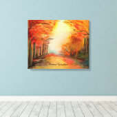 Autumn Woodland Waterverf Schilderen Canvas Afdruk (Insitu (Houten vloer))