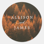 Autumn Woods Minimalist Ronde Sticker (Voorkant)