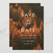 Autumn Woods Minimalist Save the Date (Voorkant / Achterkant)