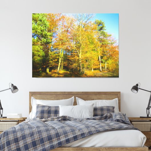 Autumn Woods & Sunshine - Canvas Afdruk (Insitu (Slaapkamer))