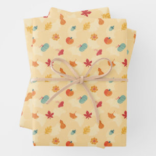 Autumn Wrapping Paper Flat Sheet Set van 3