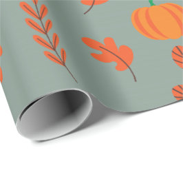 Autumn Wrapping Paper Pompoen en bladeren Art Cadeaupapier