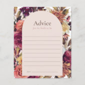 Autumn Wreath Arch Pink Bridal Shower Advice Card (Voorkant)