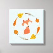 Autumn Wreath Baby Red Fox Canvas Afdruk (Voorkant)