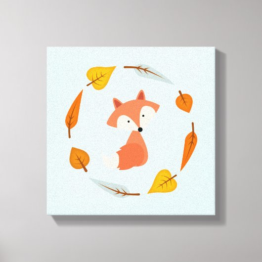 Autumn Wreath Baby Red Fox Canvas Afdruk (Voorkant)