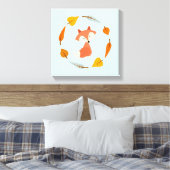 Autumn Wreath Baby Red Fox Canvas Afdruk (Insitu (Slaapkamer))