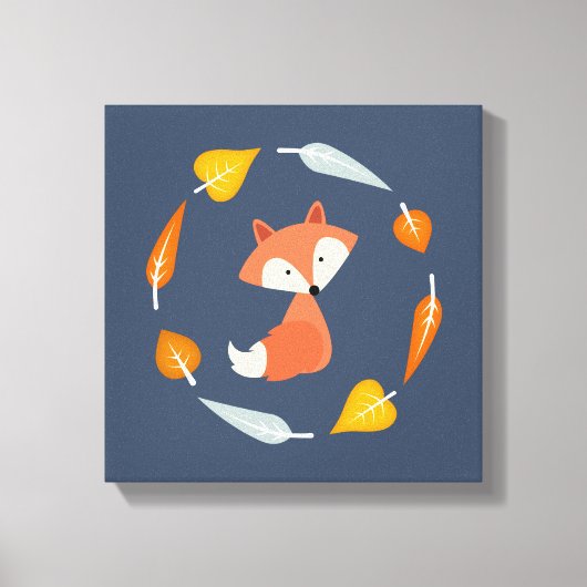 Autumn Wreath Baby Red Fox Canvas Afdruk (Voorkant)