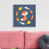Autumn Wreath Baby Red Fox Canvas Afdruk (Insitu (Woonkamer))