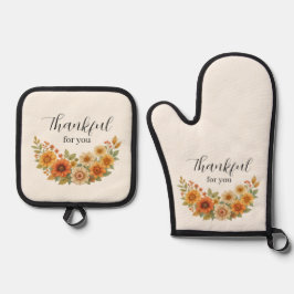 Autumn Wreath – Fall Floral Thanksgiving Ovenwant & Pannenlap Set
