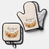 Autumn Wreath – Fall Floral Thanksgiving Ovenwant & Pannenlap Set (Voorkant / Achterkant)