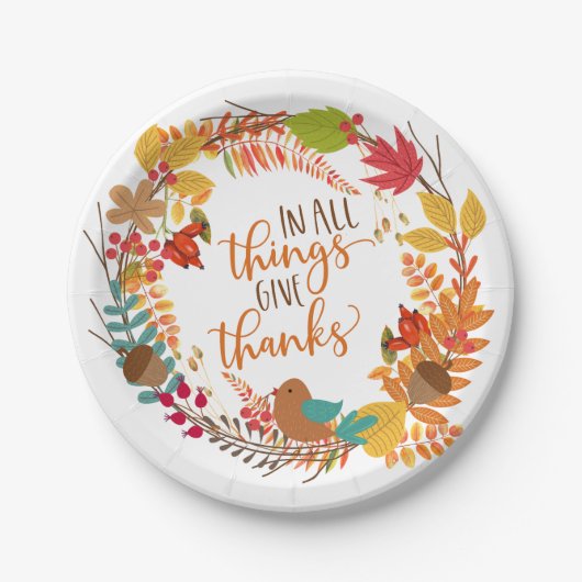 Autumn Wreath geeft Bedankt Papieren Bordje (Voorkant)