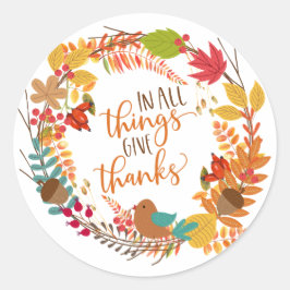 Autumn Wreath geeft Bedankt Ronde Sticker